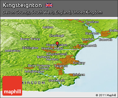 Physical Panoramic Map of Kingsteignton