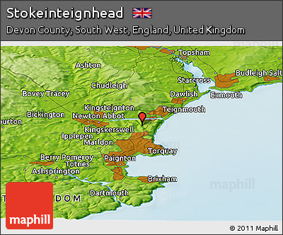 Physical Panoramic Map of Stokeinteignhead