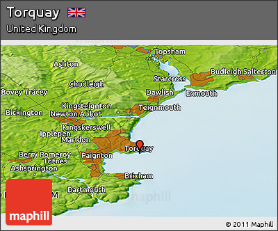Physical Panoramic Map of Torquay