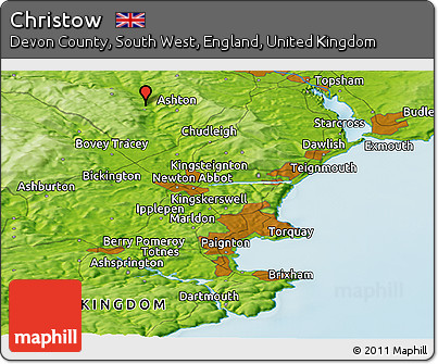 Physical Panoramic Map of Christow
