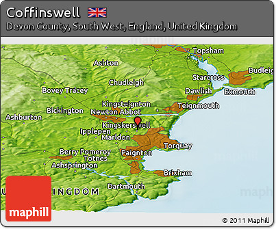 Physical Panoramic Map of Coffinswell