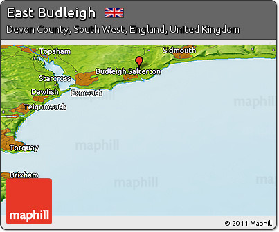 Physical Panoramic Map of East Budleigh