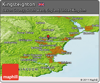 Physical Panoramic Map of Kingsteignton