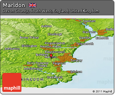 Physical Panoramic Map of Marldon