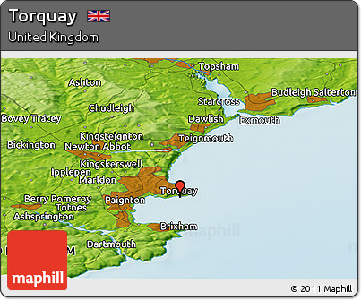 Physical Panoramic Map of Torquay