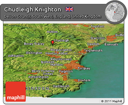 Satellite Panoramic Map of Chudleigh Knighton