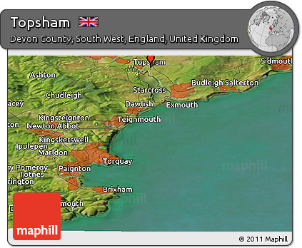 Satellite Panoramic Map of Topsham
