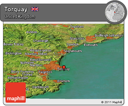Satellite Panoramic Map of Torquay