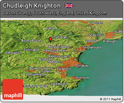 Satellite Panoramic Map of Chudleigh Knighton