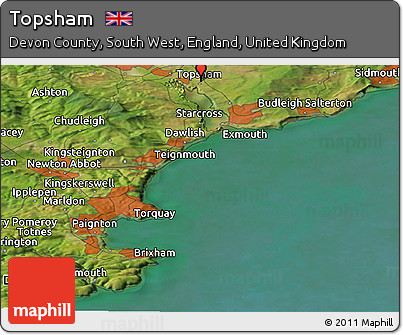 Satellite Panoramic Map of Topsham