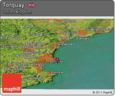 Satellite Panoramic Map of Torquay
