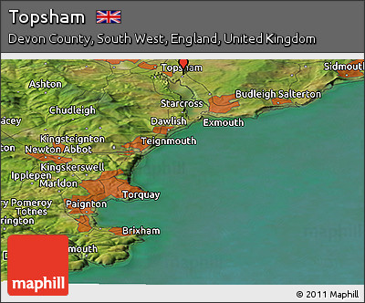 Satellite Panoramic Map of Topsham