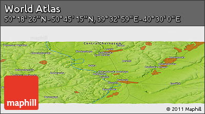 Physical Panoramic Map of the Area around 50° 31' 50" N, 40° 1' 29" E
