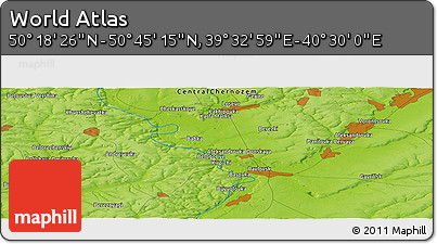 Physical Panoramic Map of the Area around 50° 31' 50" N, 40° 1' 29" E