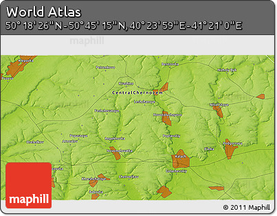 Physical 3D Map of the Area around 50° 31' 50" N, 40° 52' 30" E