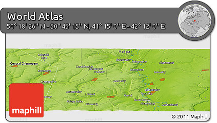 Physical Panoramic Map of the Area around 50° 31' 50" N, 41° 43' 30" E