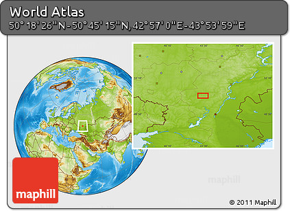 Physical Location Map of the Area around 50° 31' 50" N, 43° 25' 29" E