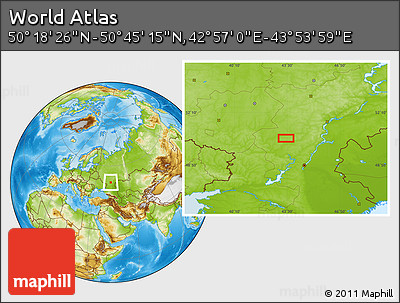 Physical Location Map of the Area around 50° 31' 50" N, 43° 25' 29" E