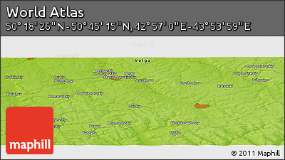 Physical Panoramic Map of the Area around 50° 31' 50" N, 43° 25' 29" E