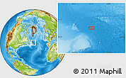 Physical Location Map of the area around 50° 31' 50" N, 43° 16' 29" W