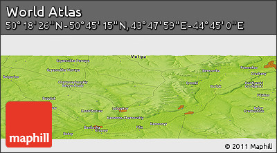 Physical Panoramic Map of the Area around 50° 31' 50" N, 44° 16' 29" E