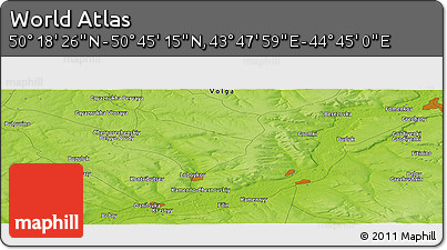 Physical Panoramic Map of the Area around 50° 31' 50" N, 44° 16' 29" E