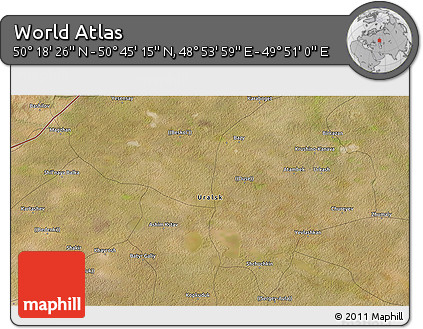 Satellite 3D Map of the Area around 50° 31' 50" N, 49° 22' 30" E