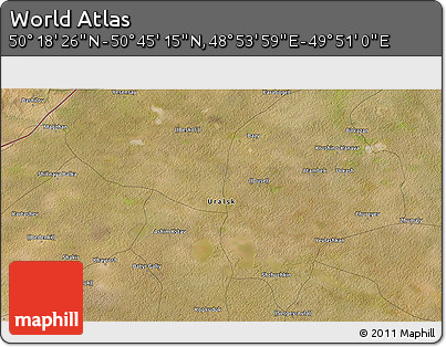 Satellite 3D Map of the Area around 50° 31' 50" N, 49° 22' 30" E