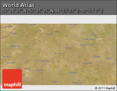 Satellite 3D Map of the Area around 50° 31' 50" N, 49° 22' 30" E