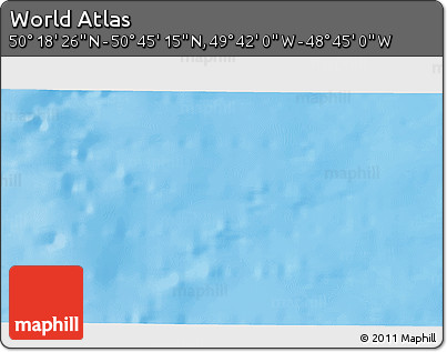 Shaded Relief 3D Map of the Area around 50° 31' 50" N, 49° 13' 30" W