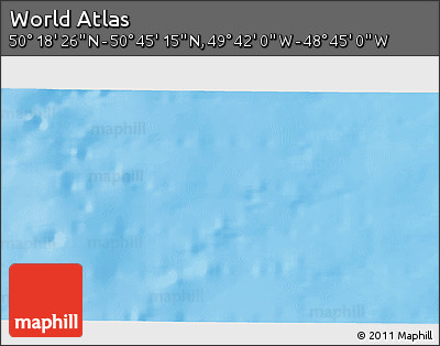 Shaded Relief 3D Map of the Area around 50° 31' 50" N, 49° 13' 30" W
