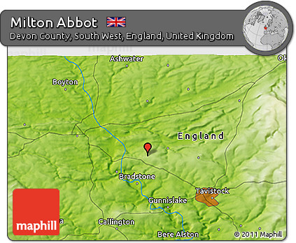 Physical 3D Map of Milton Abbot