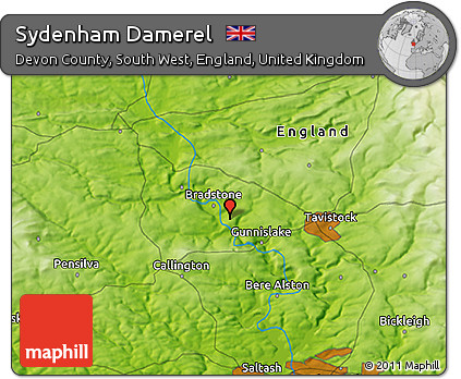 Physical 3D Map of Sydenham Damerel