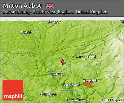 Physical 3D Map of Milton Abbot