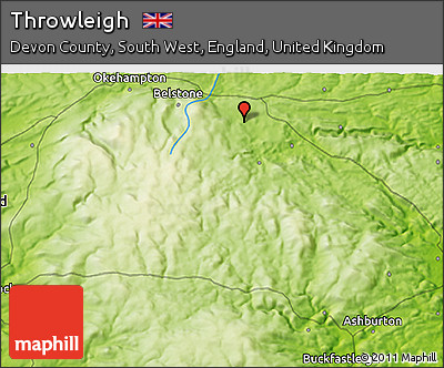 Physical 3D Map of Throwleigh
