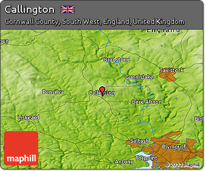 Physical 3D Map of Callington