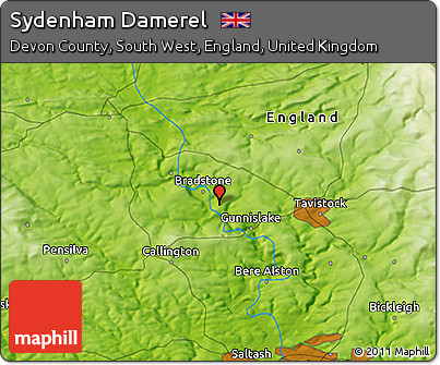 Physical 3D Map of Sydenham Damerel
