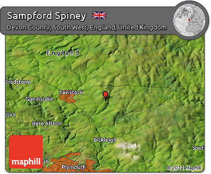 Satellite 3D Map of Sampford Spiney