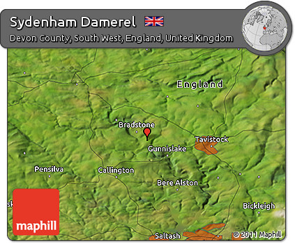 Satellite 3D Map of Sydenham Damerel