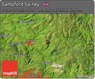 Satellite 3D Map of Sampford Spiney