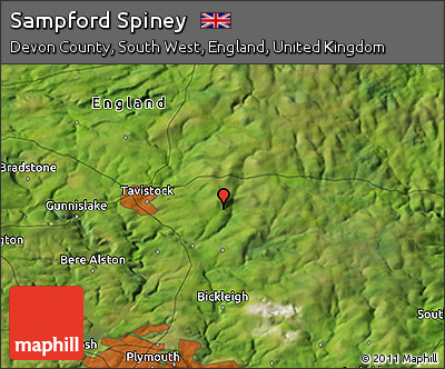 Satellite 3D Map of Sampford Spiney