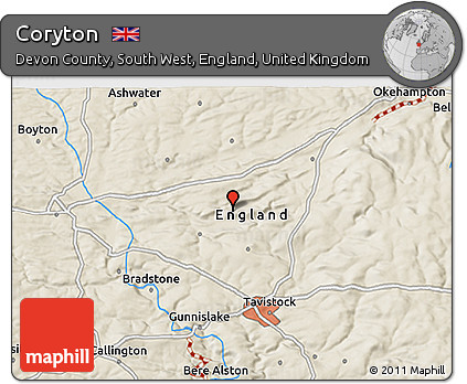 Shaded Relief 3D Map of Coryton