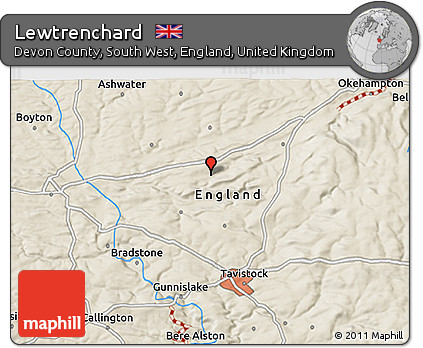 Shaded Relief 3D Map of Lewtrenchard
