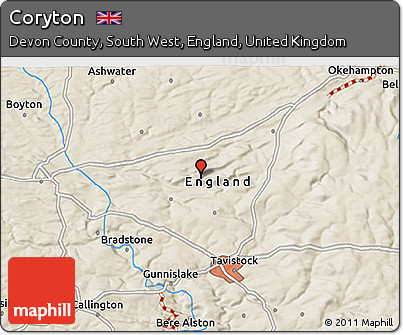 Shaded Relief 3D Map of Coryton
