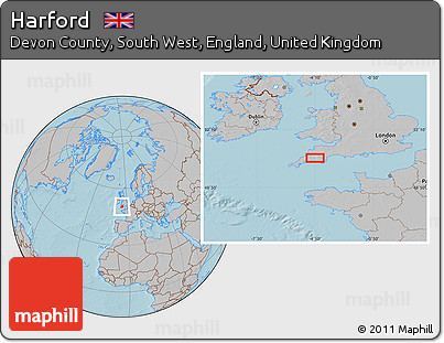 Gray Location Map of Harford, hill shading