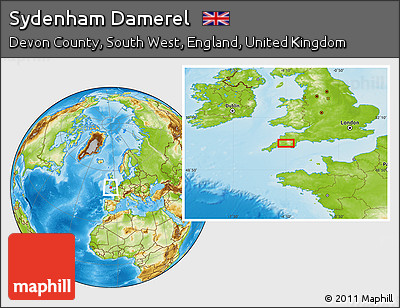 Physical Location Map of Sydenham Damerel