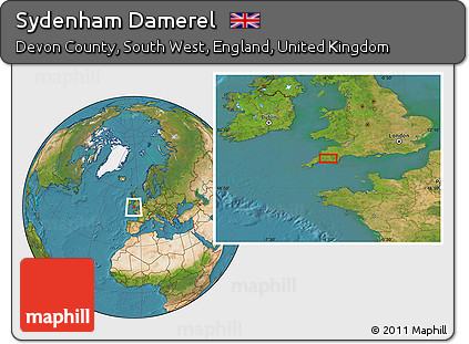 Satellite Location Map of Sydenham Damerel