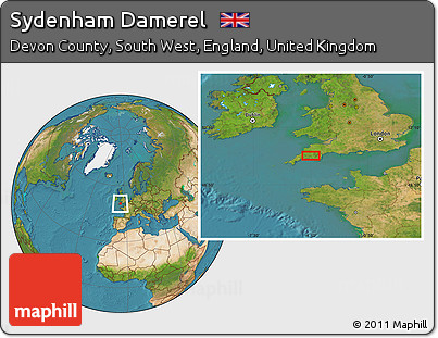 Satellite Location Map of Sydenham Damerel