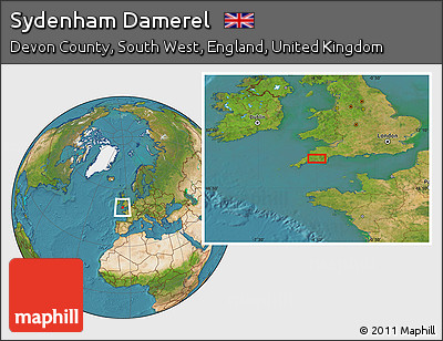 Satellite Location Map of Sydenham Damerel