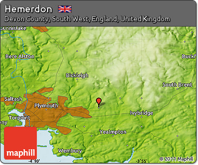 Physical Map of Hemerdon